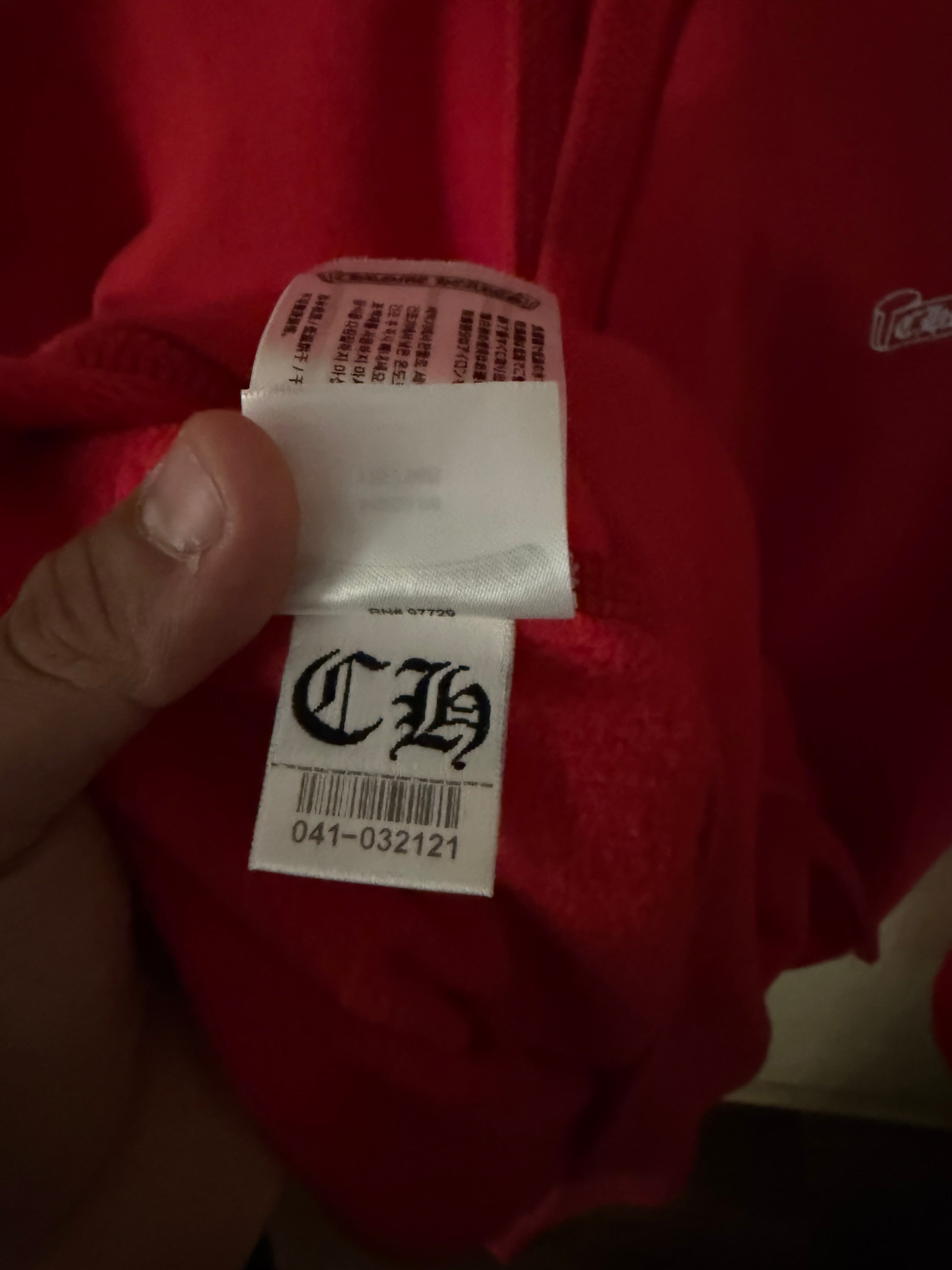 Chrome Hearts Red Scroll Logo Pull Over Hoodie