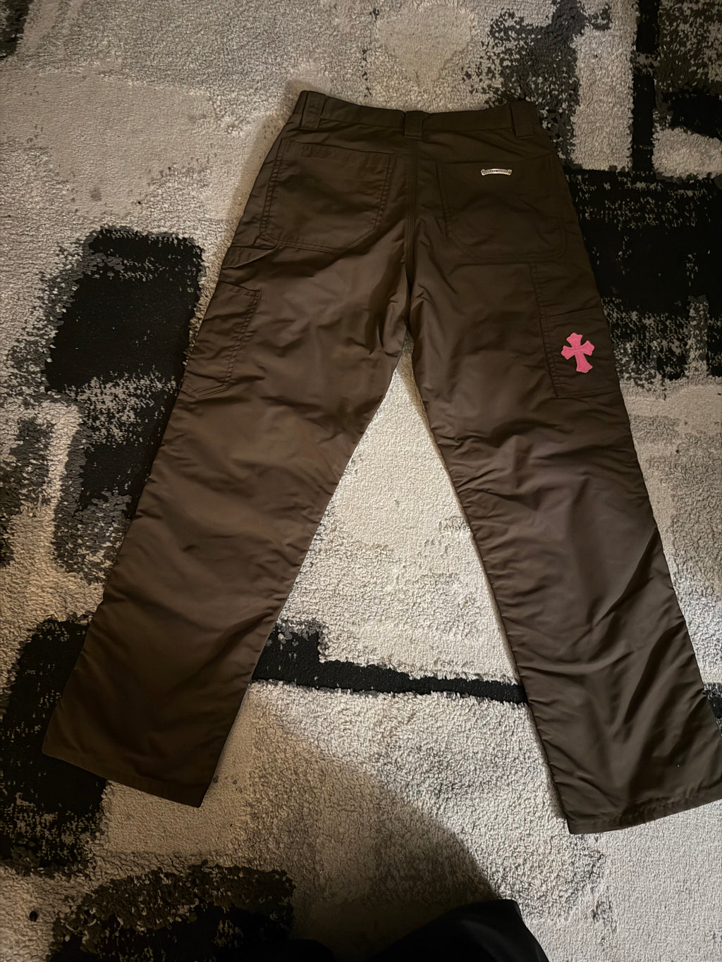 Chrome Hearts Brown Nylon Leather Double Knee Carpenter Pants