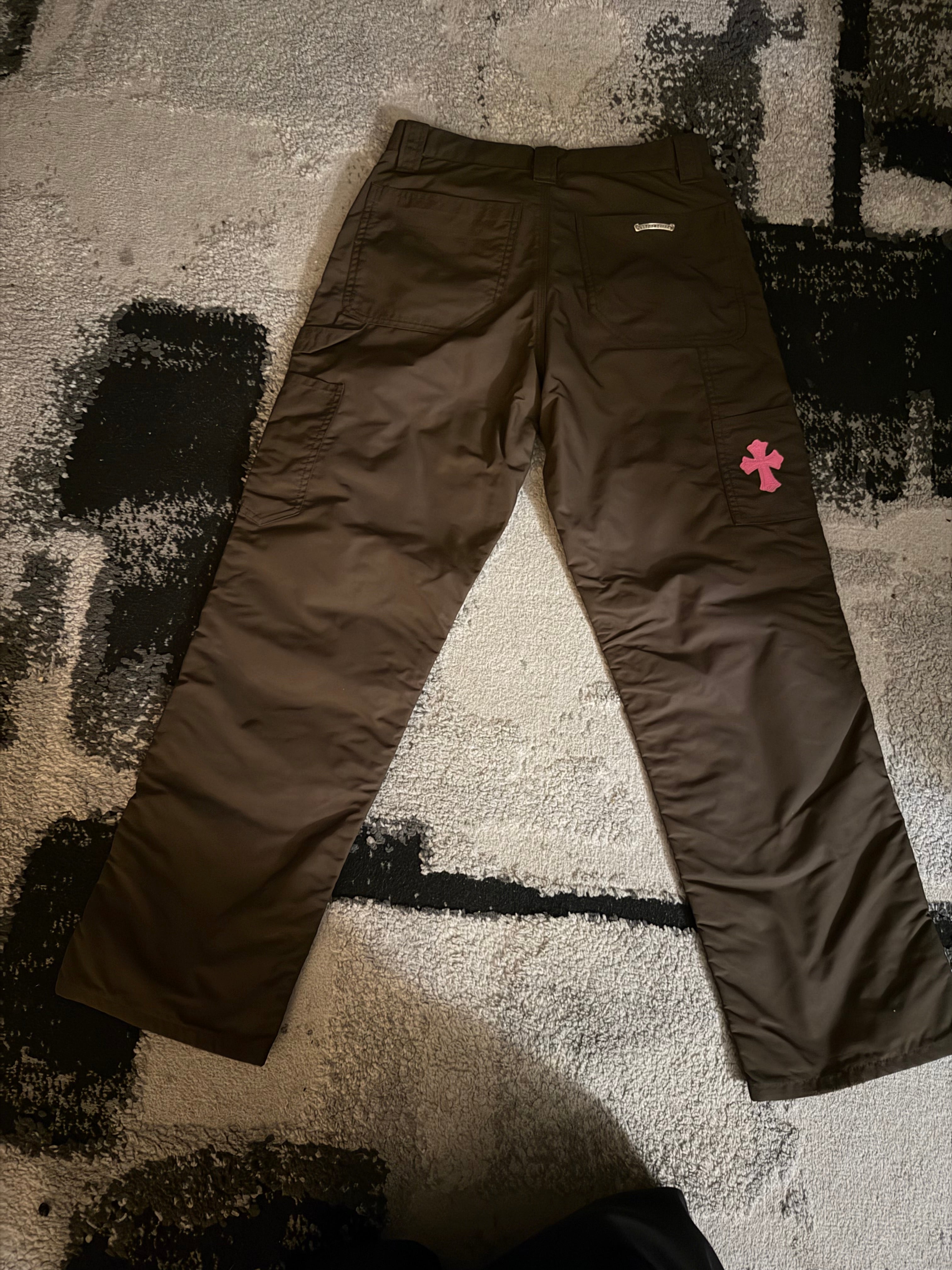 Chrome Hearts Brown Nylon Leather Double Knee Carpenter Pants