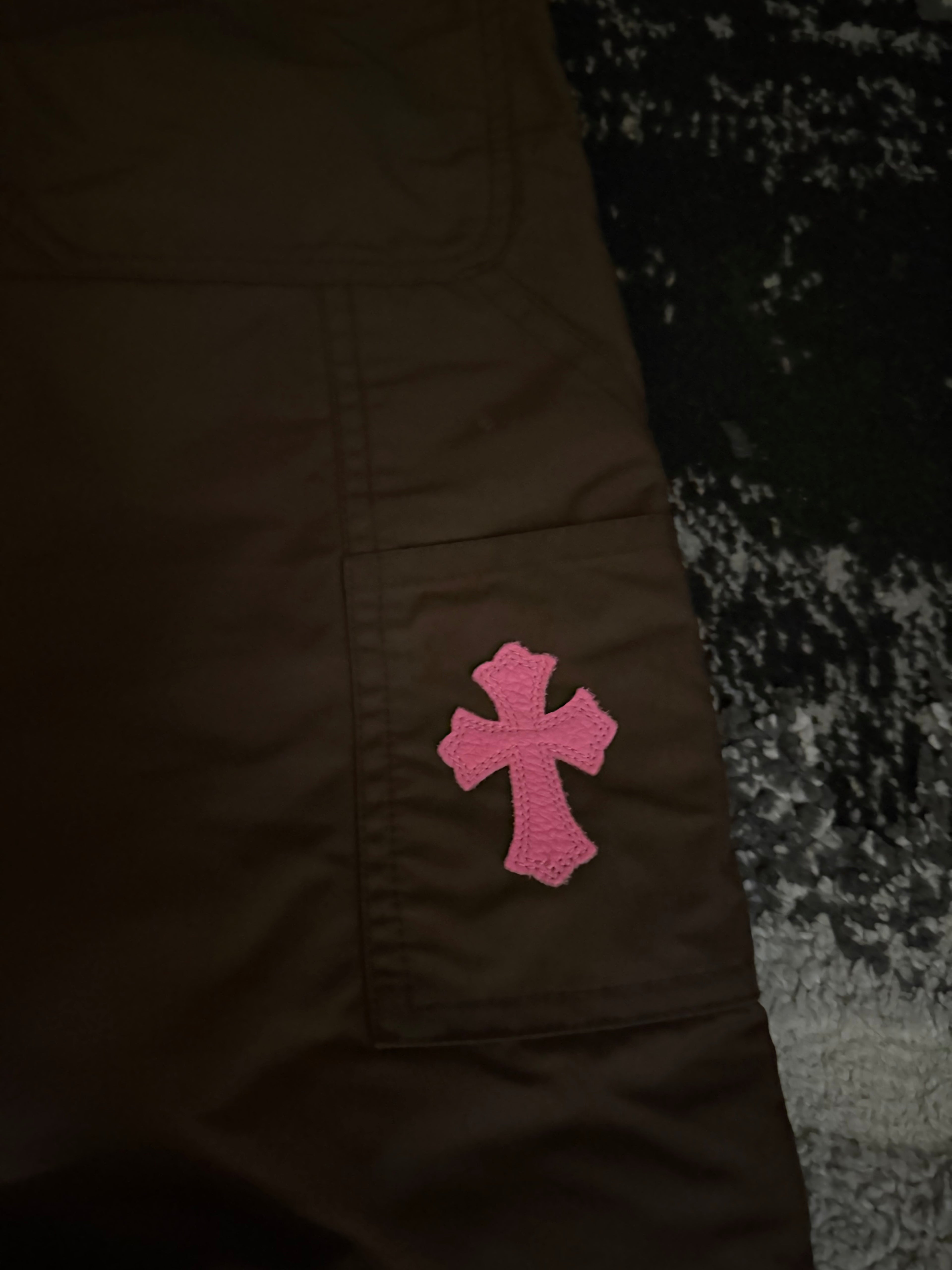 Chrome Hearts Brown Nylon Leather Double Knee Carpenter Pants