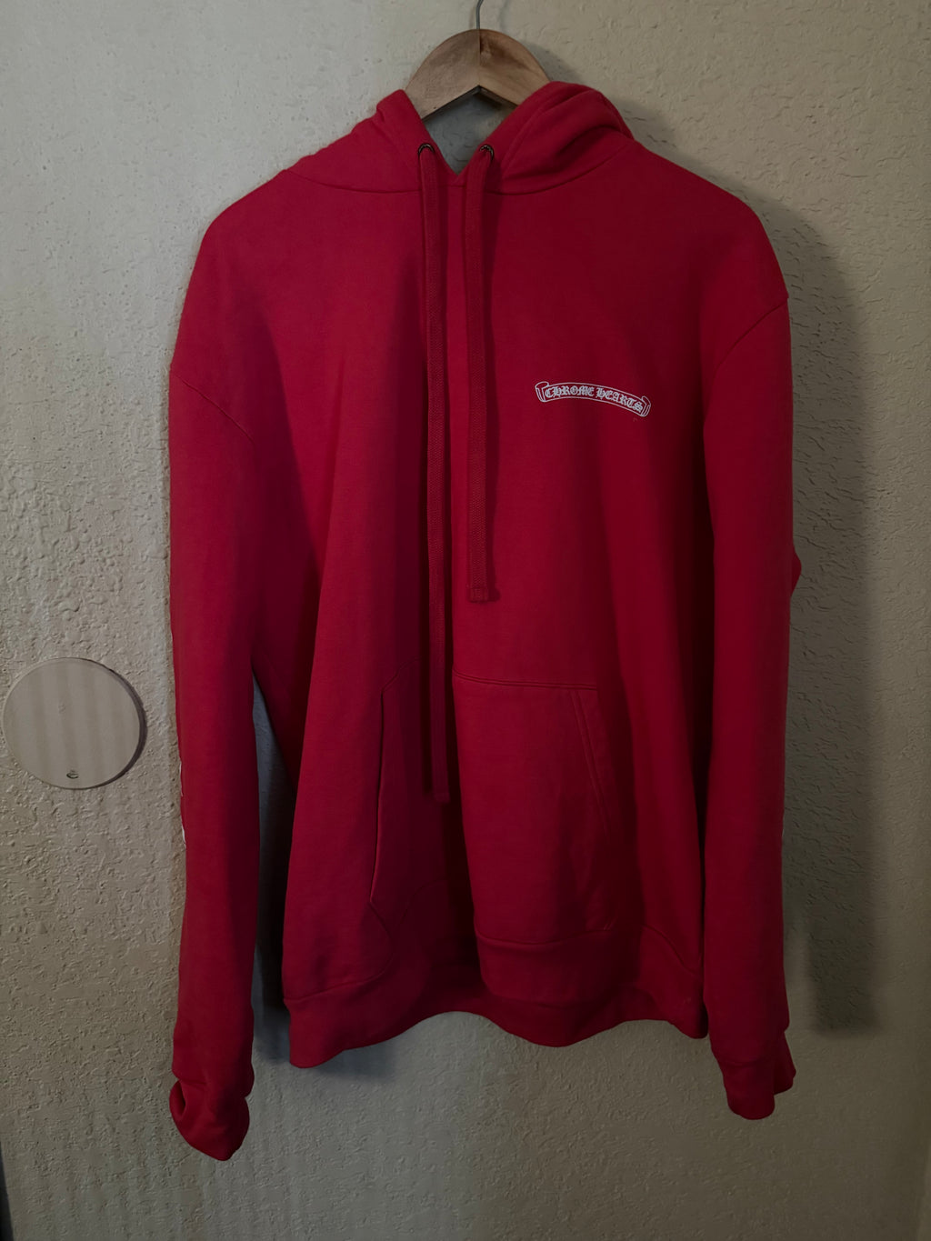 Chrome Hearts Red Scroll Logo Pull Over Hoodie