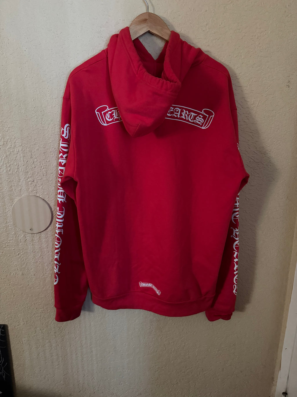 Chrome Hearts Red Scroll Logo Pull Over Hoodie